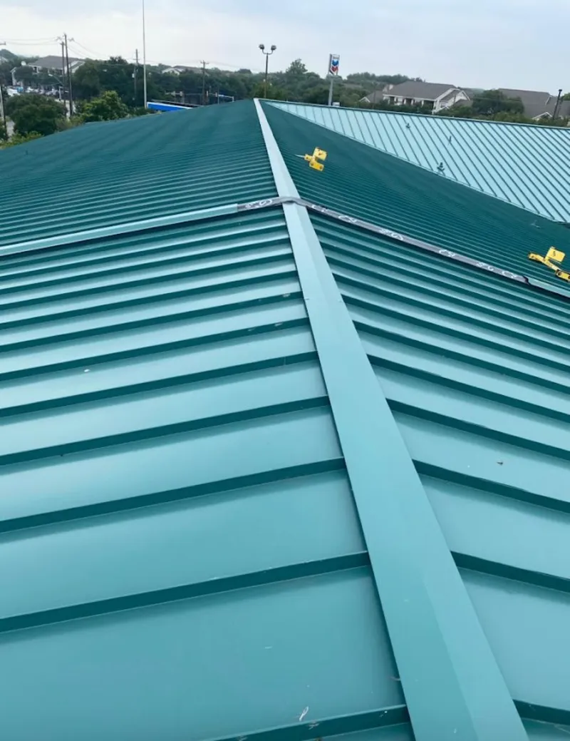 Green commercial metal roof ridge and valley for Metal Roof Repair in Folcroft